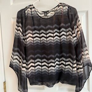 Black and White Chevron Women's Top by Alfani- Petite P